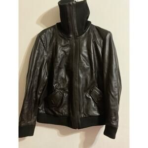 Tannery West Dark Brown Leather Bomber Jacket size XL